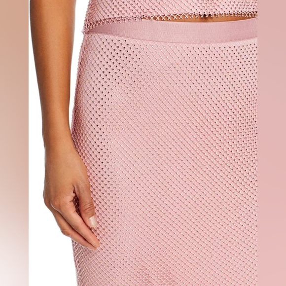 Aqua Co Ord Set Crystal Embellished Mesh Midi Skirt And Top Size Small - Picture 3 of 16